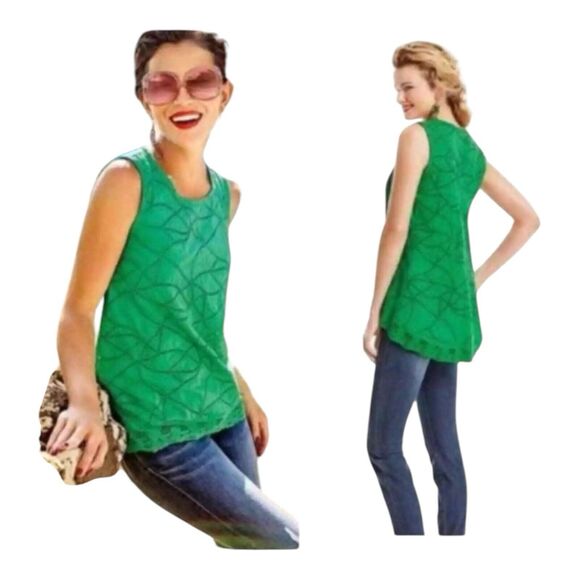 Cabi Gemma Eyelet Lace Sleeveless Green Top Women’s Size Small - Picture 1 of 5